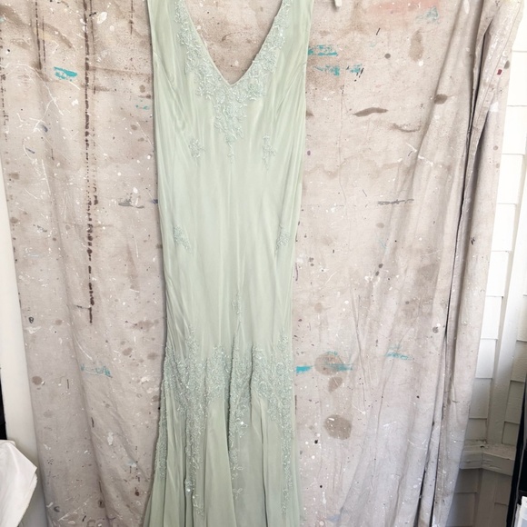 Vtg Scala Silk Beaded Dress Drop Waist Fairy Dress - Picture 9 of 10